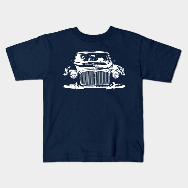 Rover P5 1960s classic car monoblock white Kids T-Shirt by soitwouldseem